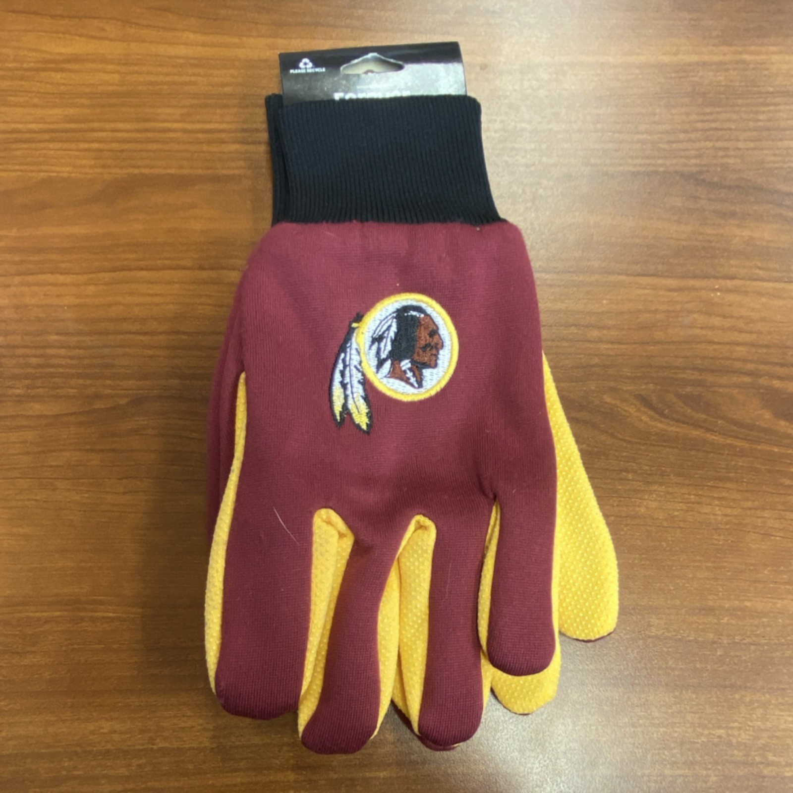 NFL Washington Commanders Utility Gloves Burgundy Yellow Football