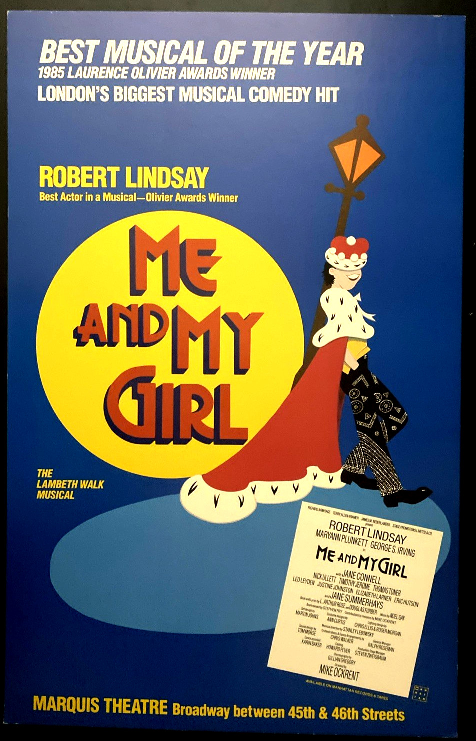 Me And My Girl Original Broadway Cast 14X22" Window Card 1986