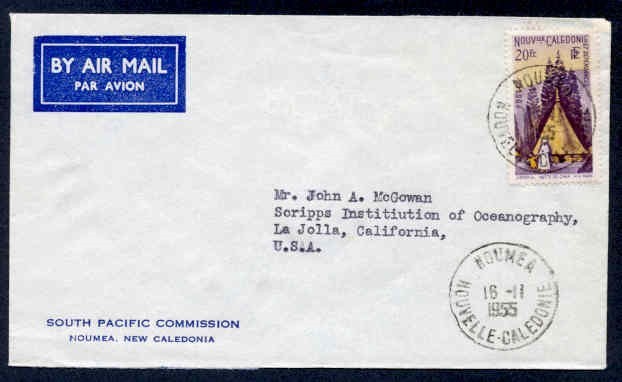 NEW CALEDONIA 1955 AIR TO USA