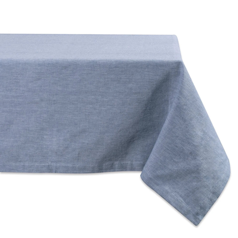 Blue Chambray Rectangular Tablecloth 120 x 60 for Dining Seats 10 to 12