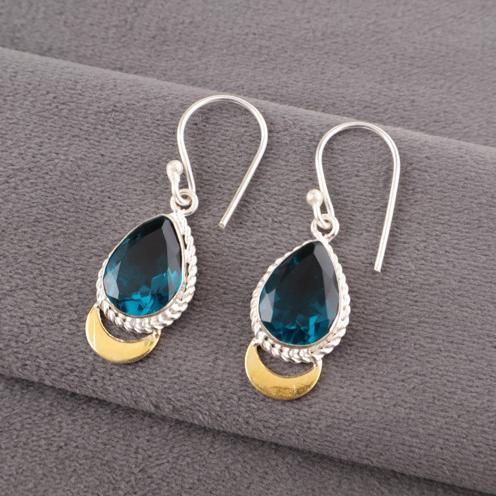 Sterling Silver Pear Genuine Apatite Wife Dangle Drop Delicate Earrings Jewelry