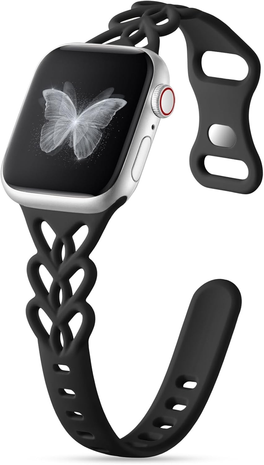 Slim Braided Silicone Strap Compatible with Apple Watch 40mm 41mm 44mm