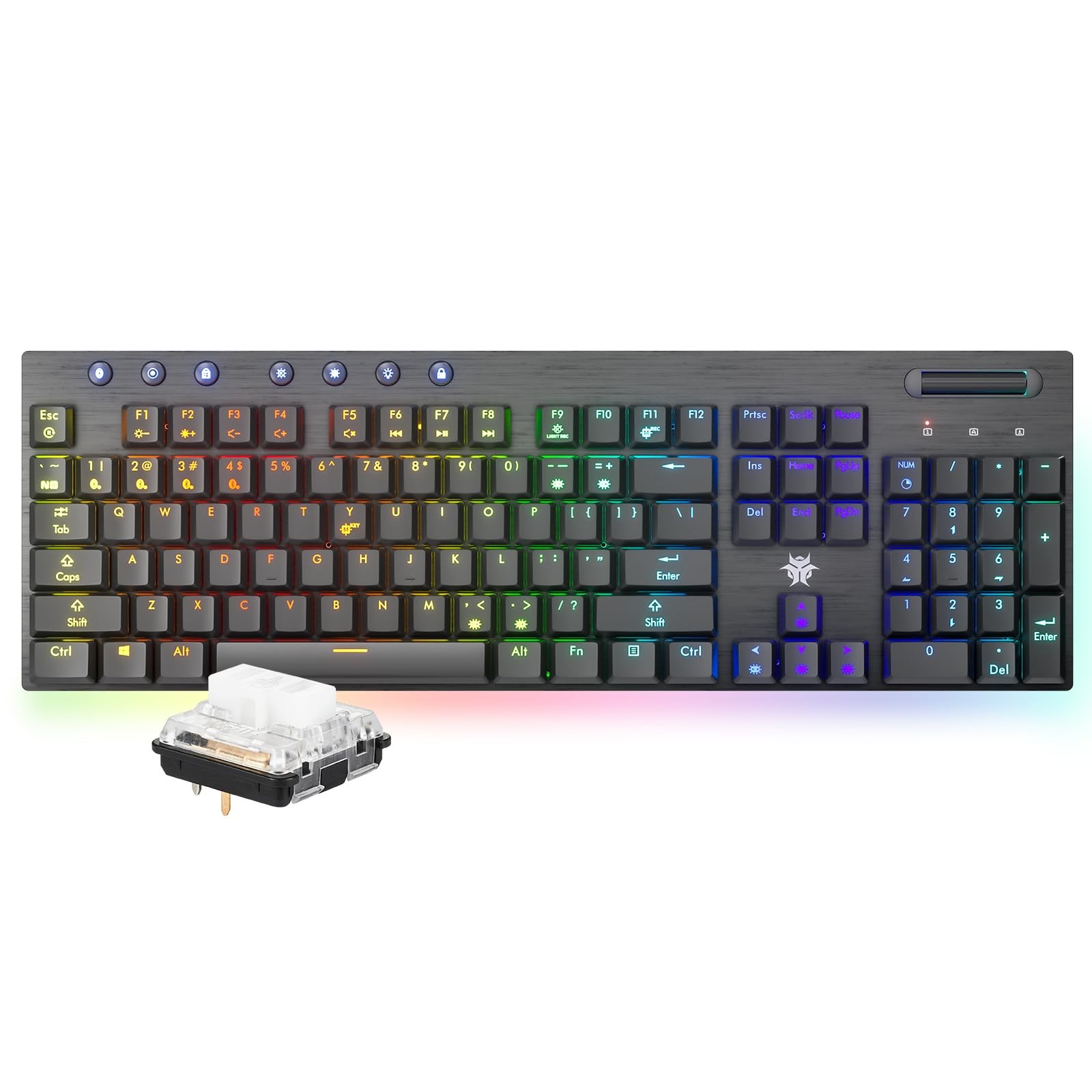 Wireless RGB Mechanical Keyboard, Low Profile Gaming Keyboard, Ultra-Thin Design