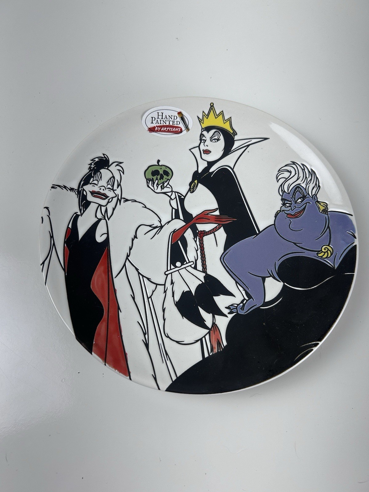 Disney Villains Hand Painted Plate Ursula, Cruella, & Wicked Queen 8.25” Zrike