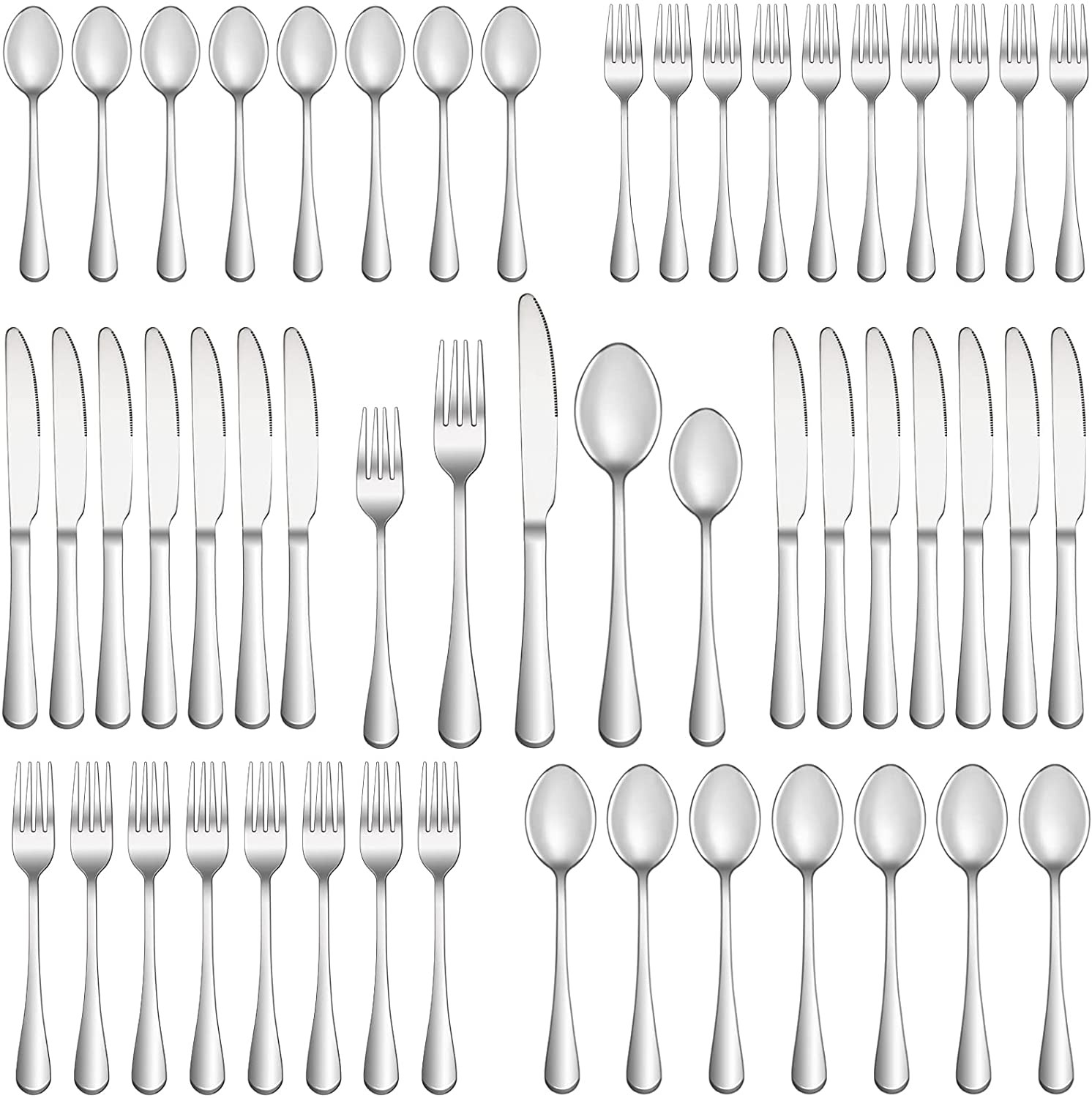 60 Piece Silverware Set Service for 12,Premium Stainless Steel Flatware Set,Mirr