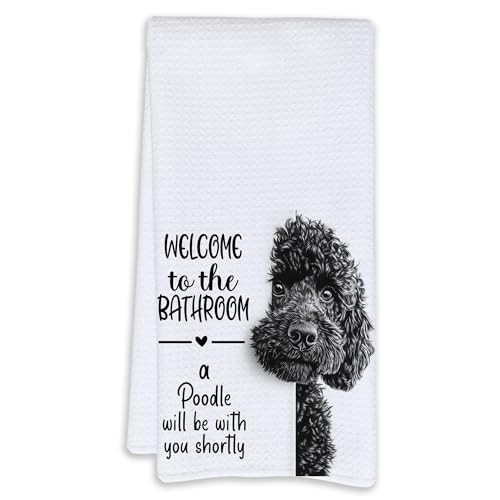  Funny Poodle Bathroom Hand Towels, Black Poodle Gifts, Dog Welcome-poodle