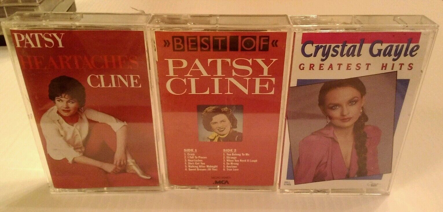 Vintage Patsy Cline, Crystal Gayle Music Cassettes - Original, Working