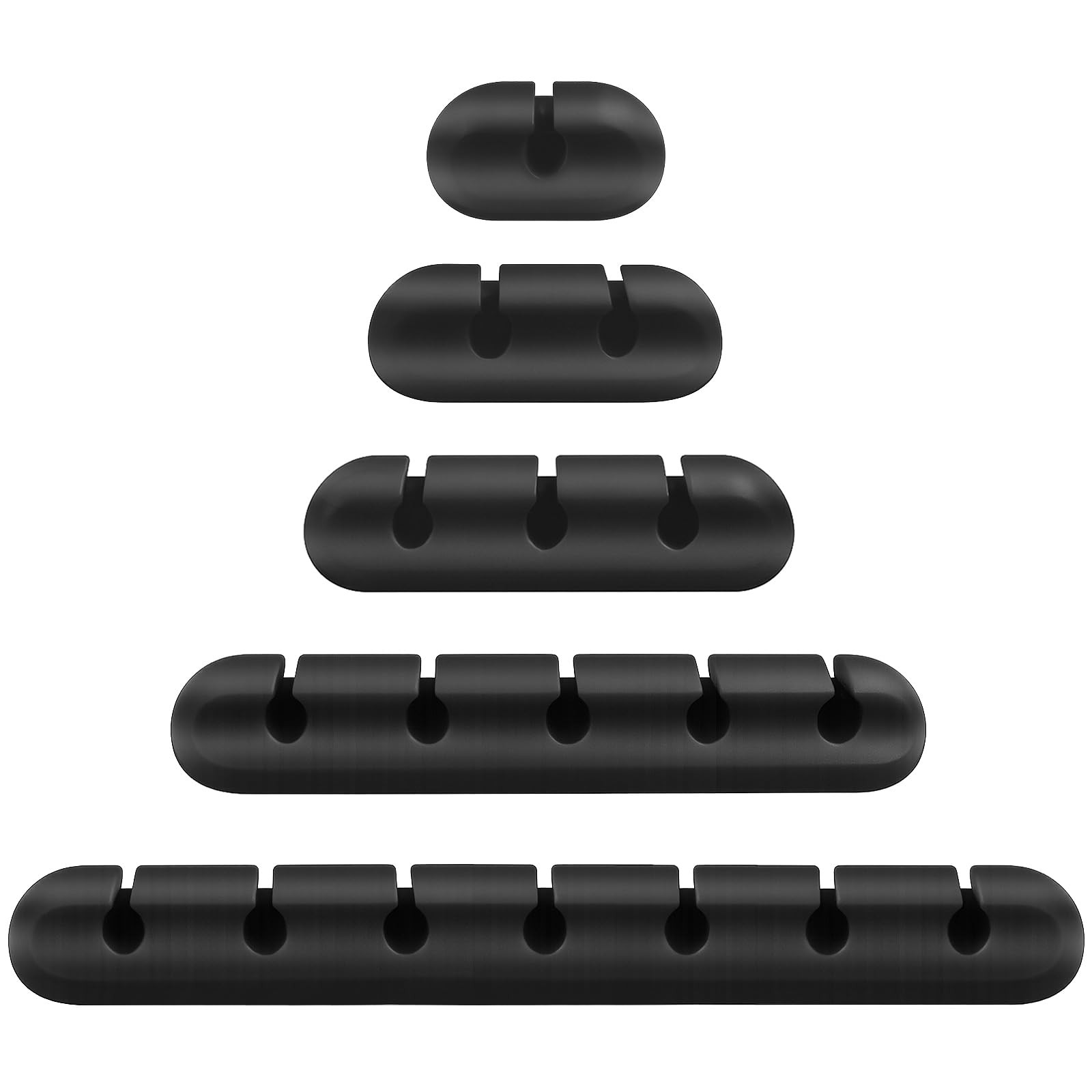 Self-Adhesive Silicone Cable Organizer Clips – Black Cord Holders with 