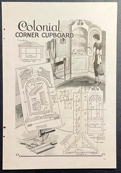 Colonial Corner Cupboard 1934 HowTo Design Plans