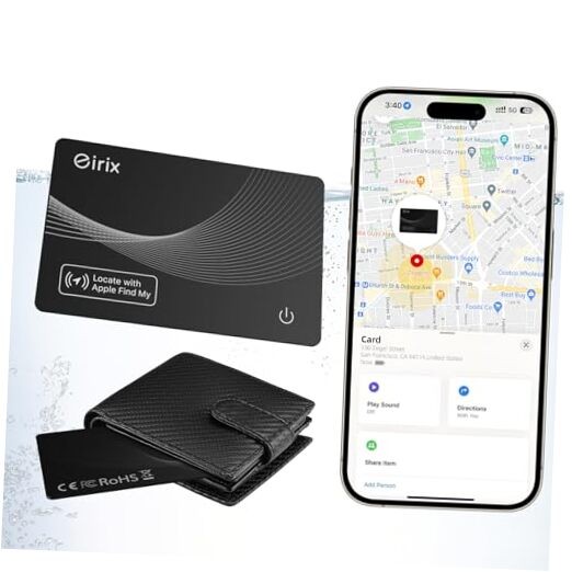 Wallet Tracker Card,Thin Finder, Item Finder Works with Apple Find My 1 black