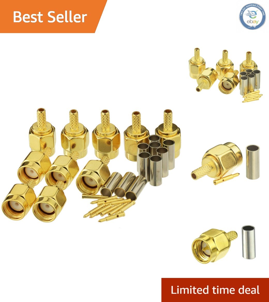High-Performance 10pcs SMA Male Crimp RF Connectors for 4G LTE Applications