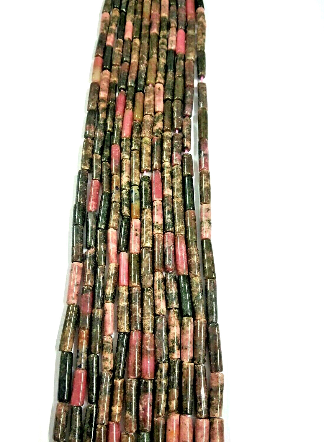 Rhodonite Tube Beads 13 Inch Strand Natural Loose Gemstone Jewelry Wholesale Lot