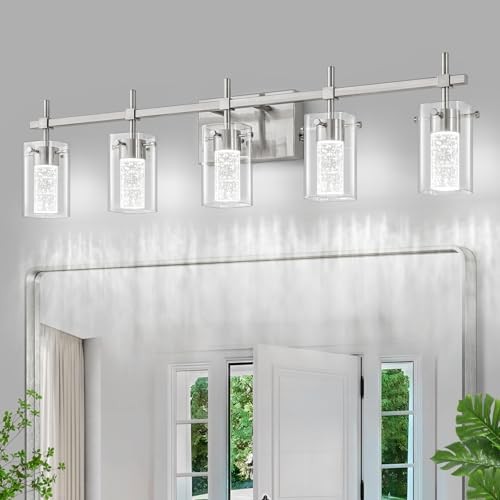 5-Light Vanity Light with 3 Color Modes 5-light Brushed Nickel