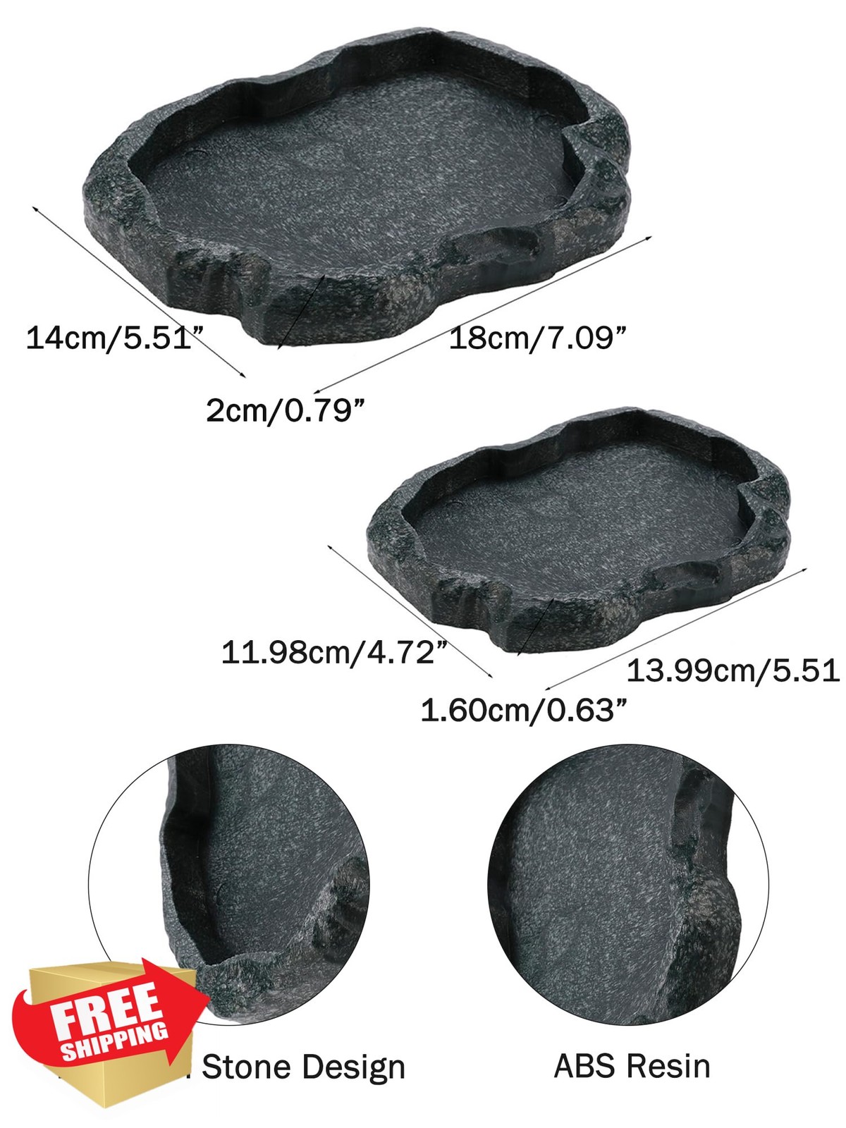 KooingTech Reptile Water Dish, Tortoise Food Bowl 7.1"