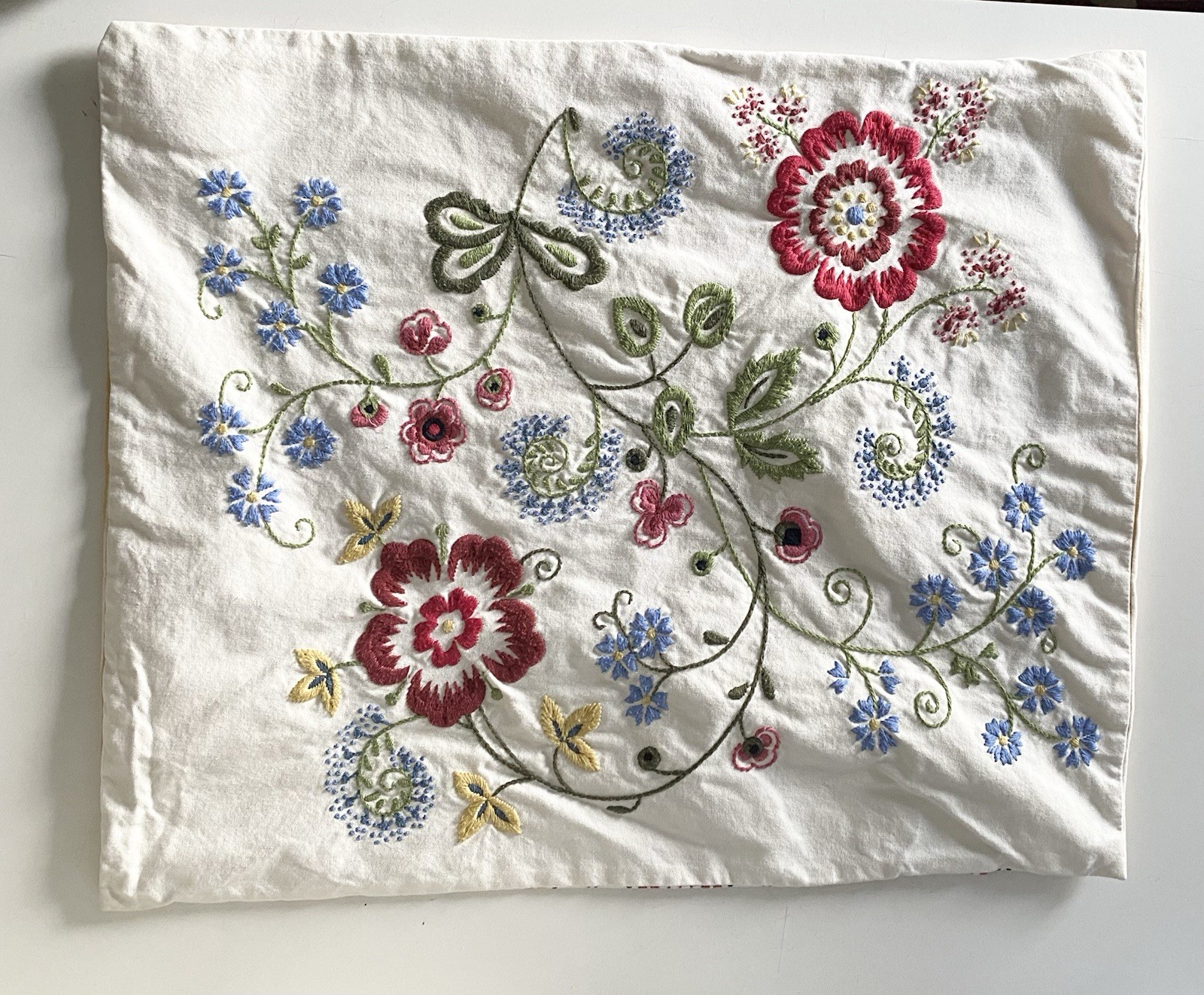 IKEA Alvine Flora Floral Embroidered Throw Pillow Cover