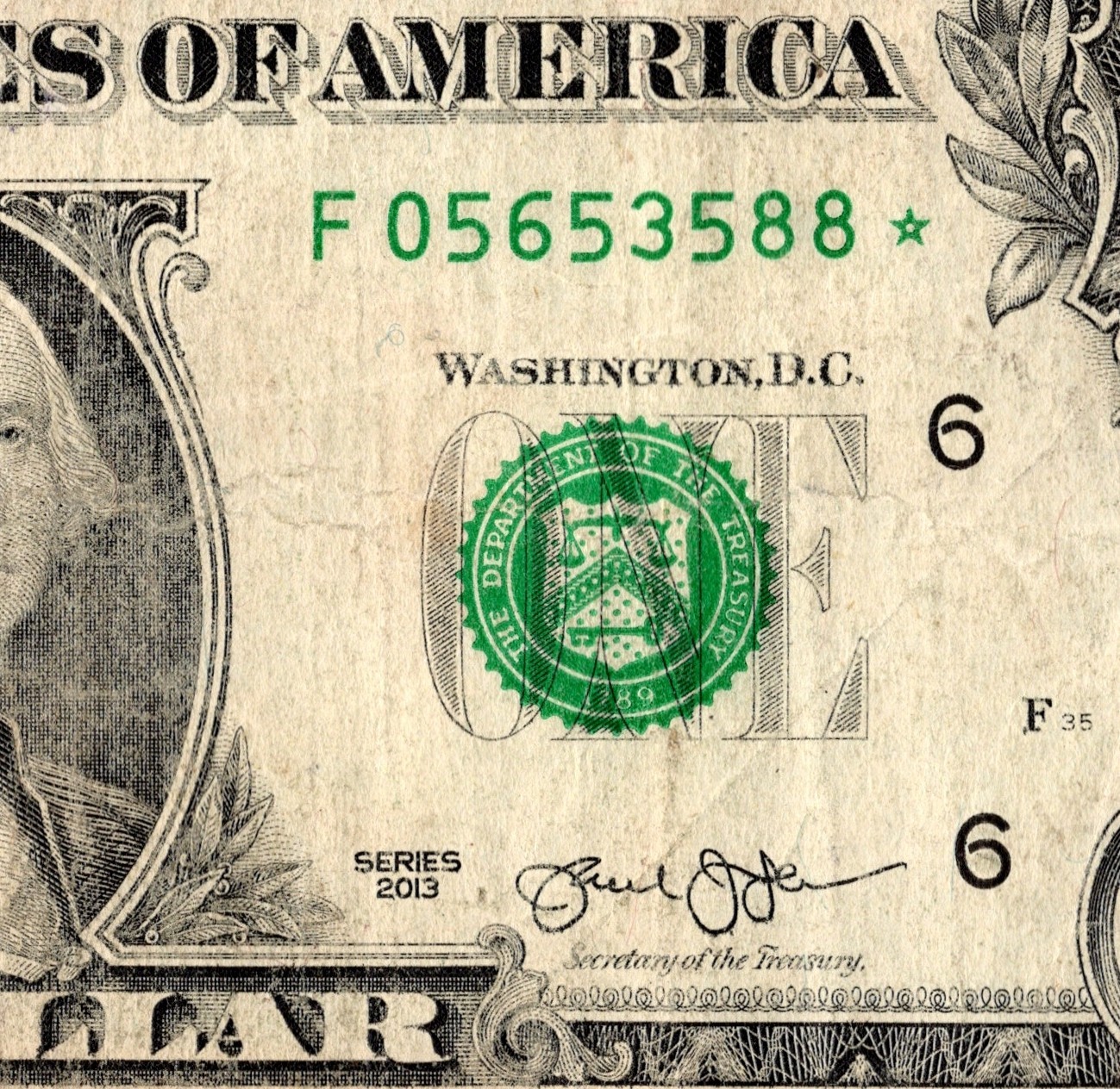 2013 F Star note Fancy Serial Number Regular Run