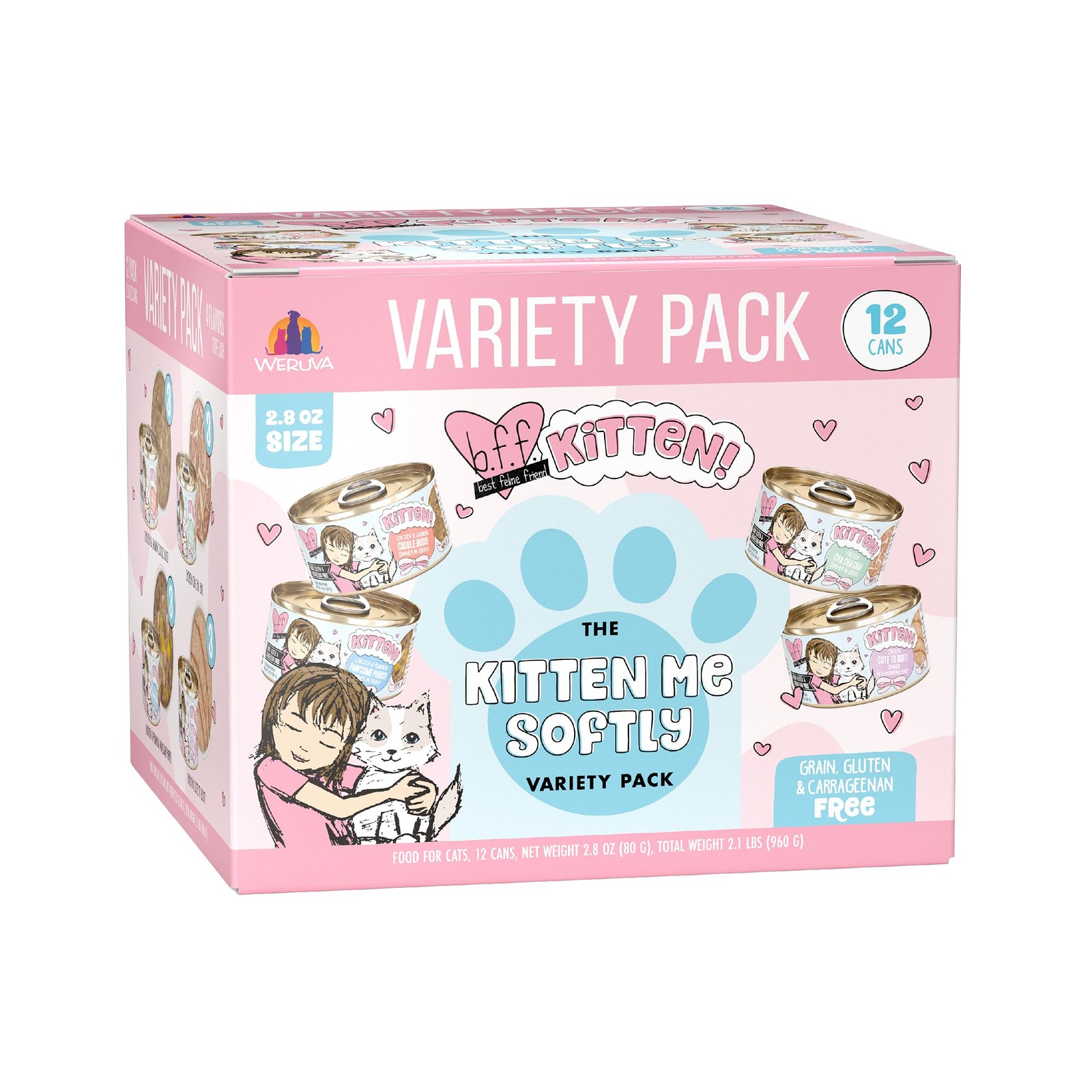 Canned Kitten Food Variety Pack 2.8oz 12 Cans Weruva Softly
