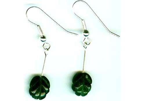 19thC Antique 4ct Aventurine+Sterling Earrings: Ancient Greek Eleusinian Mystery