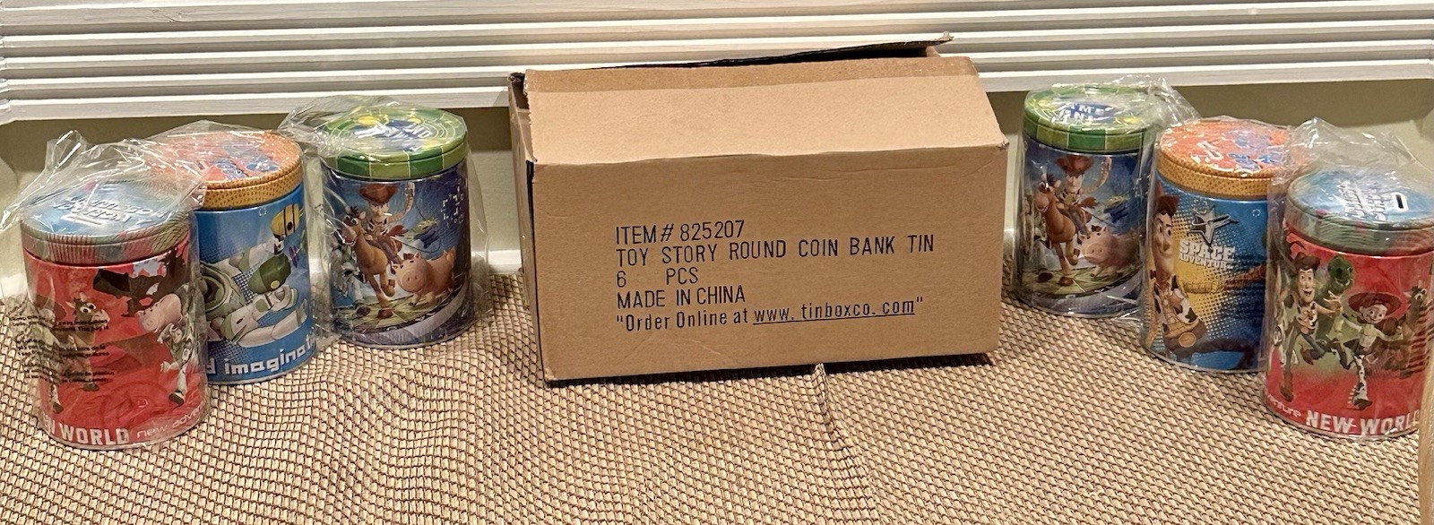 Toy Story Metal Can Banks By Tin Box Company New - Set Of 6 - Easter Basket Idea