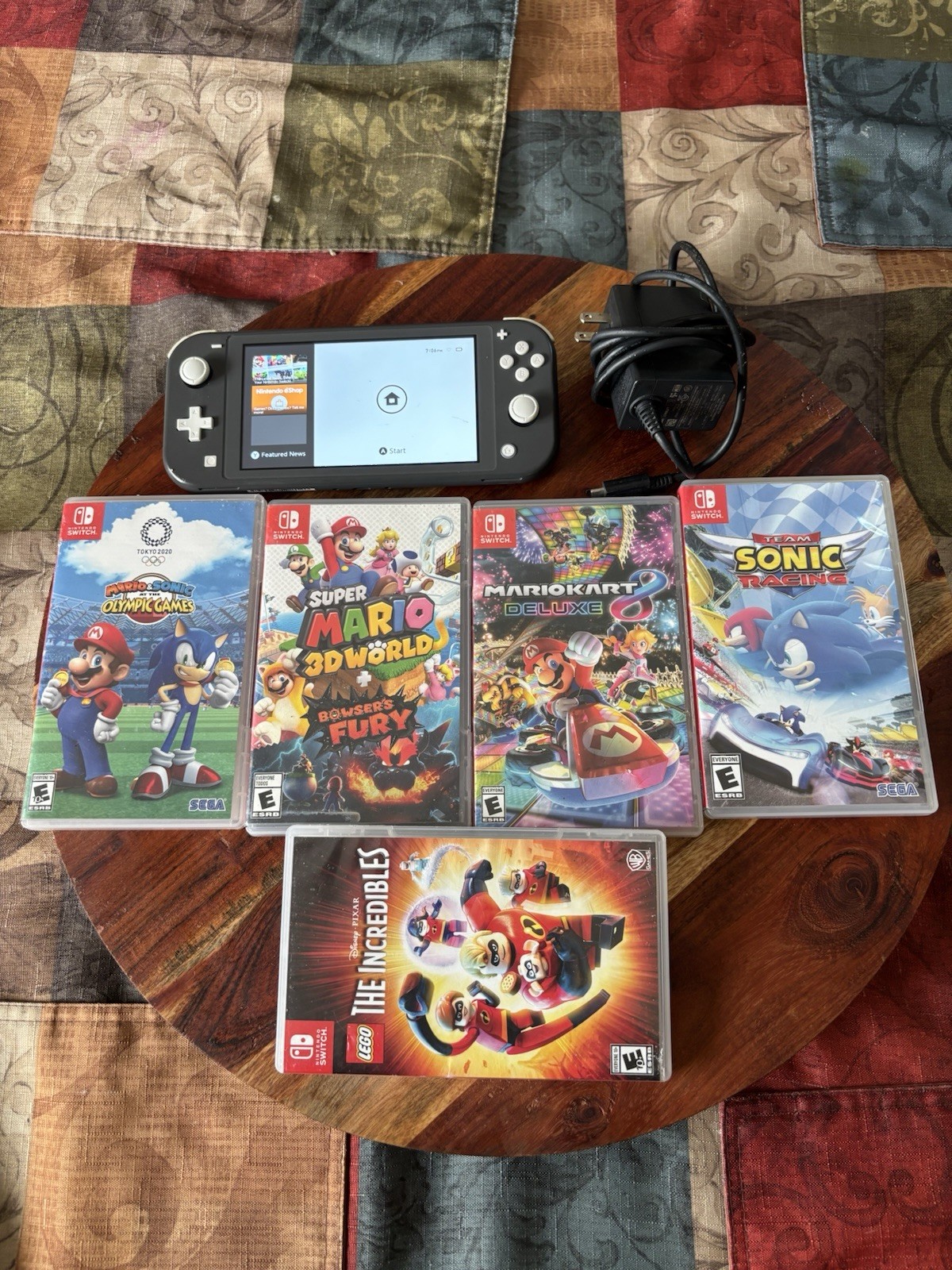 Nintendo Switch Lite Console with Charger & Mario, Sonic, LEGO Games Lot