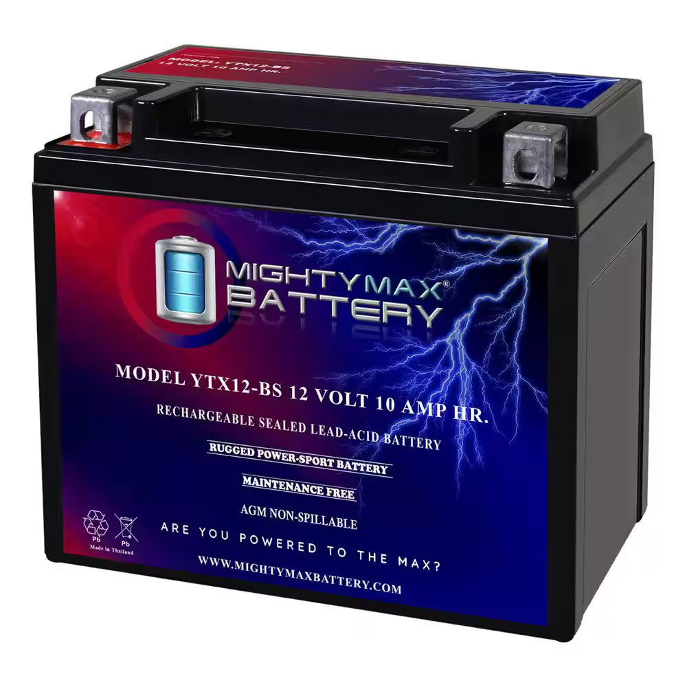 YTX12-BS 12-Volt 10Ah Replacement Battery for Throttlex AGM ADX12-BS