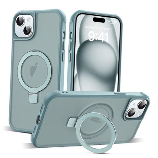Compatible with Case with Invisible Magnetic O-Ring Stand iPhone 15 Blue