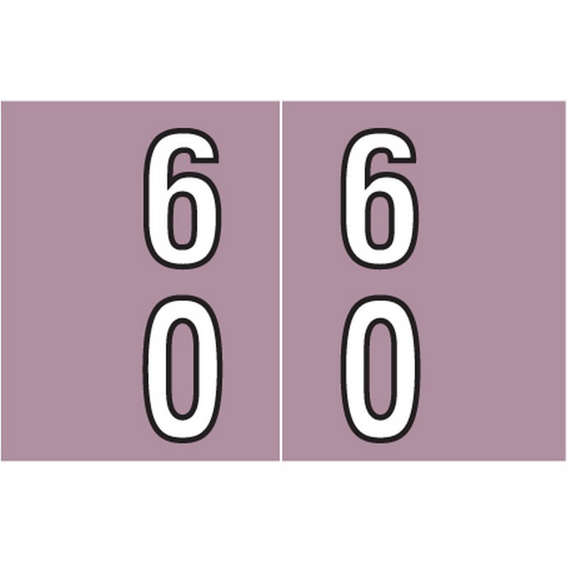 Barkley DBKE Compatible "60" Double Digit Labels, Laminated Stock, 1" X 1-1/2"