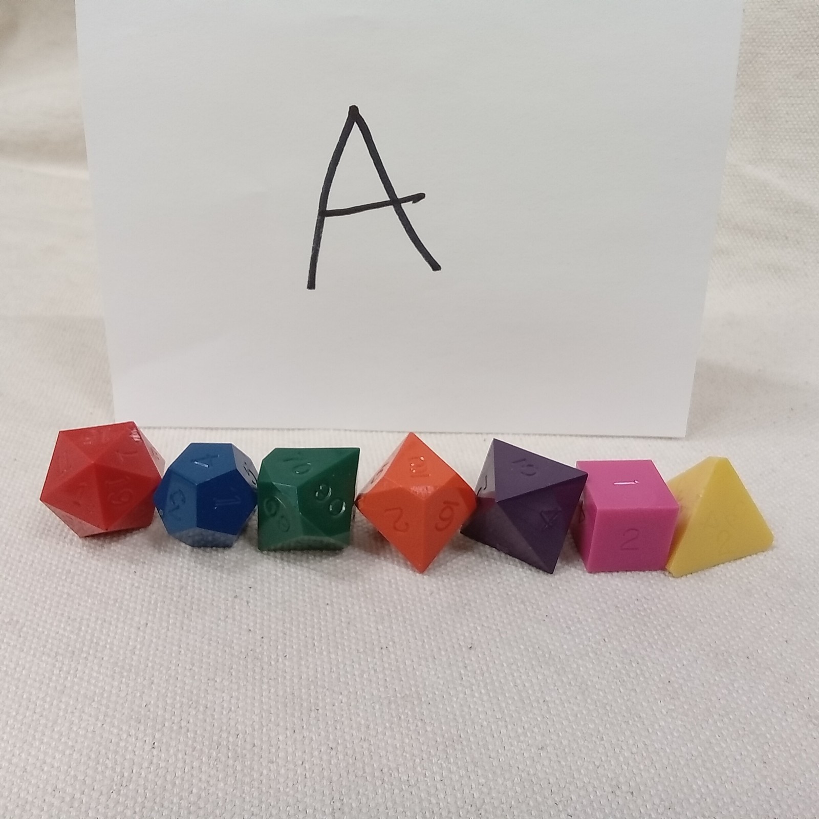 Gamescience dice, full set, assorted colors, uninked, Lot A