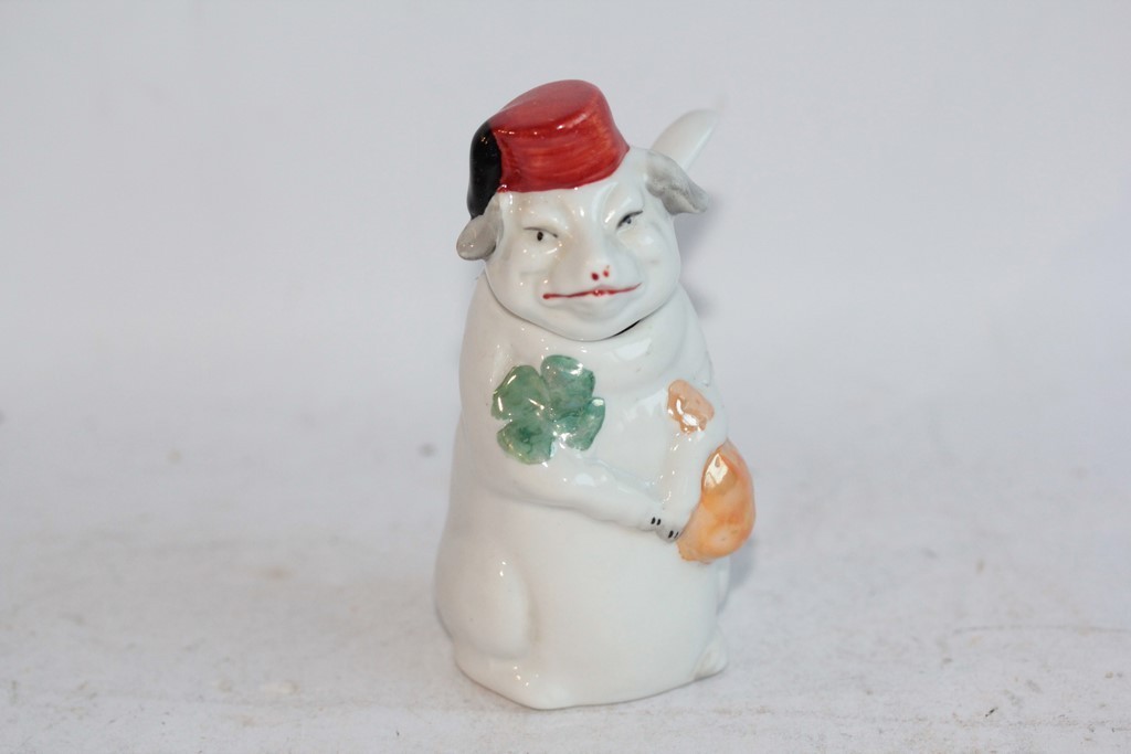 Figurative porcelain pig mustard pot (57352)