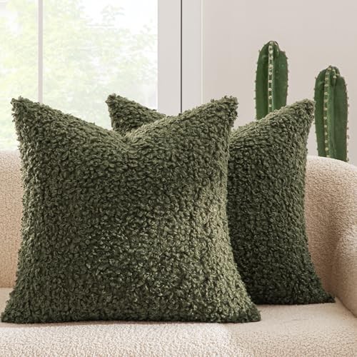  Pack of 2 Throw Pillow Covers 18x18 Inch 18" x 18" (Pack of 2) Olive Green