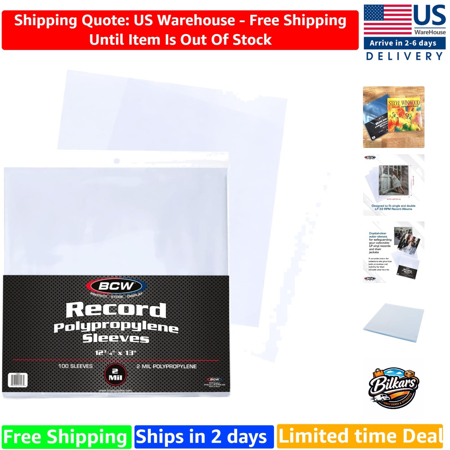 Archival Quality 33 RPM Record Sleeves - 100 Pack for Durable Protection