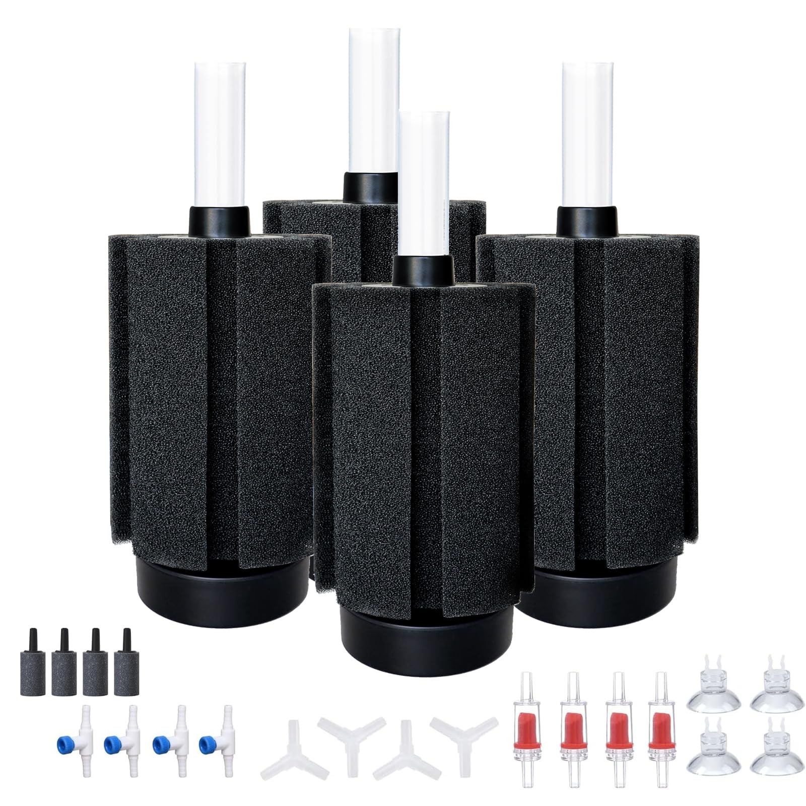 4 PCS Large Aquarium Sponge Filter Suction Cup Check Valve 2050 Gallon Tank