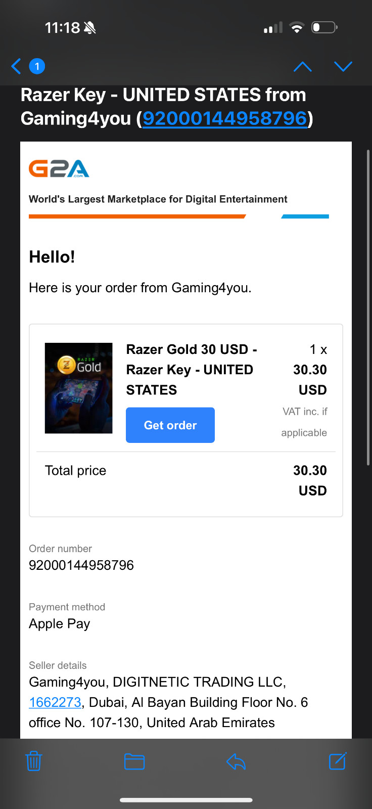 razer gold 30 key