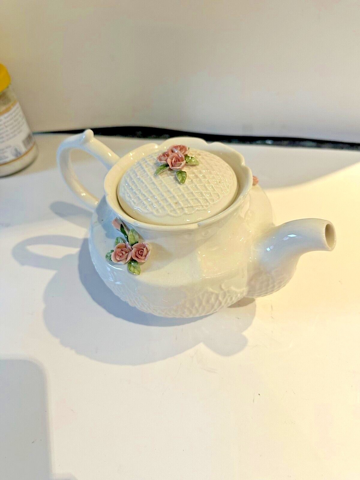 Katherine’s Collection Porcelain 3D Pink Mauve Flower Teapot Pre Owned