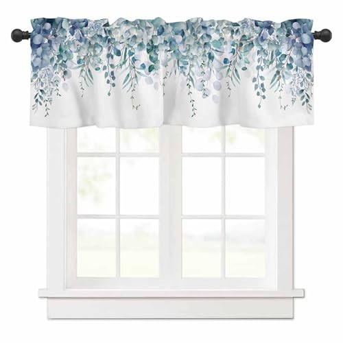 Curtain Valance for Windows Eucalyptus Rod Pocket 42"W x 18"L (Pack of 1) Blue