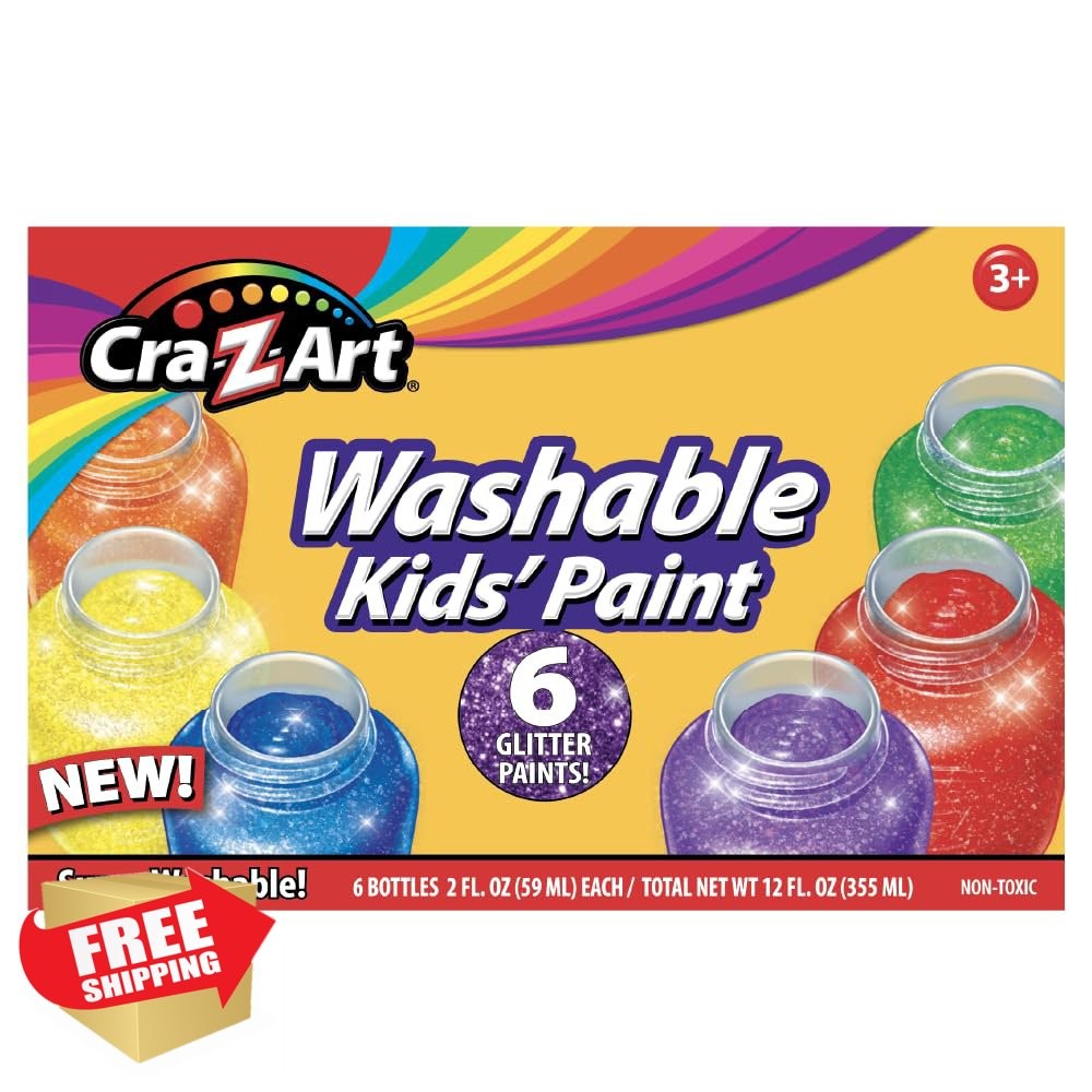 Cra-Z-Art Washable Kid's Glitter Paint 2oz 6 Color Set
