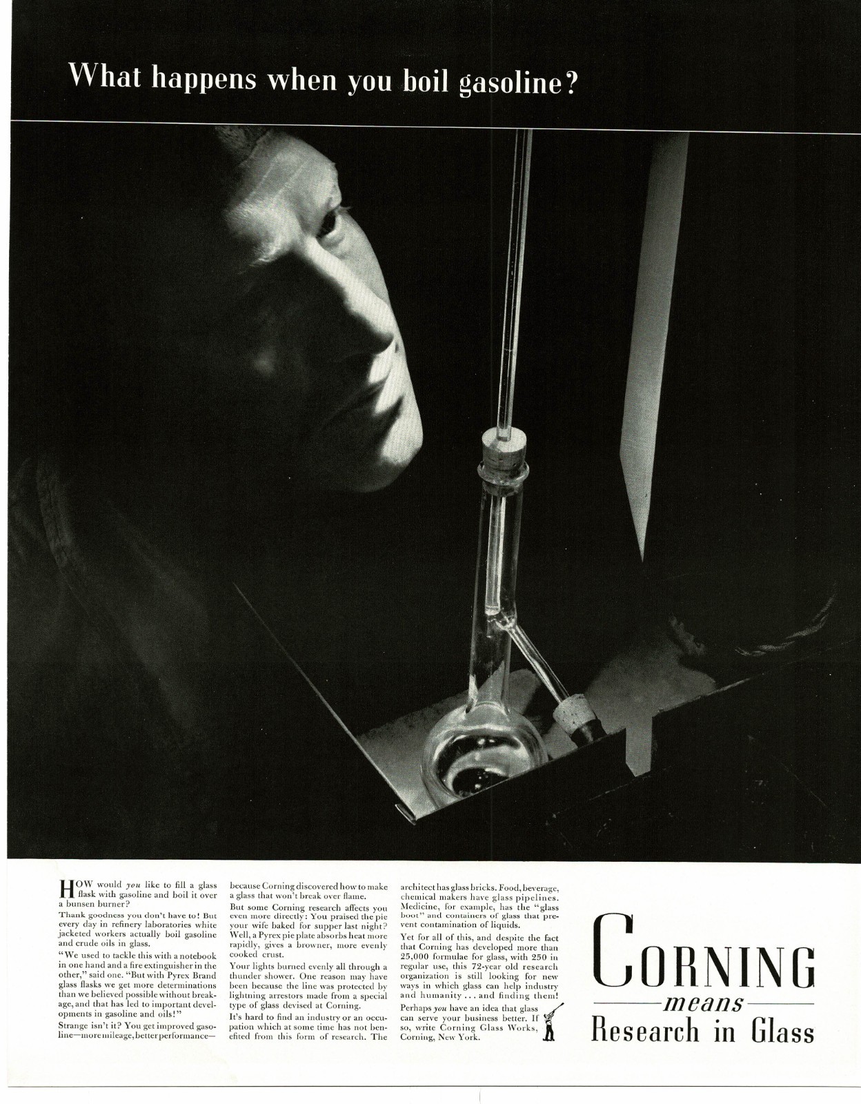 1940 Corning Glass Works Scientist Test Tube Beaker Vintage Print Ad