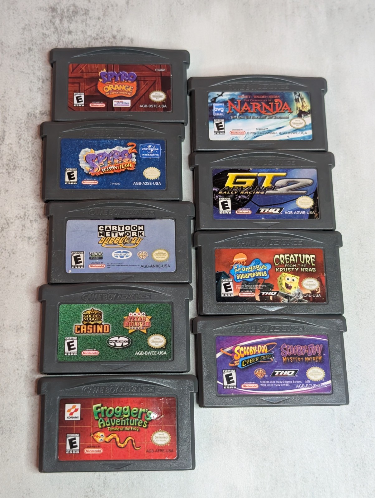 Game Boy Advance Game Lot (9) Tested Working – Spyro, Scooby-Doo, SpongeBob, GT