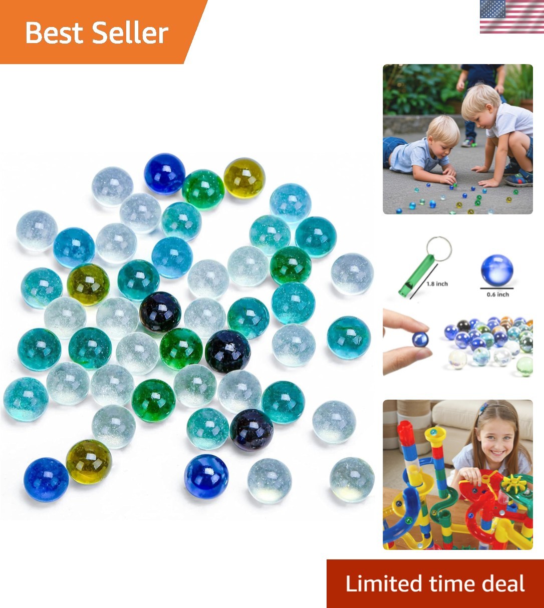 Creative 50 Pcs Colorful Marbles with Whistle - Perfect for Educational Play