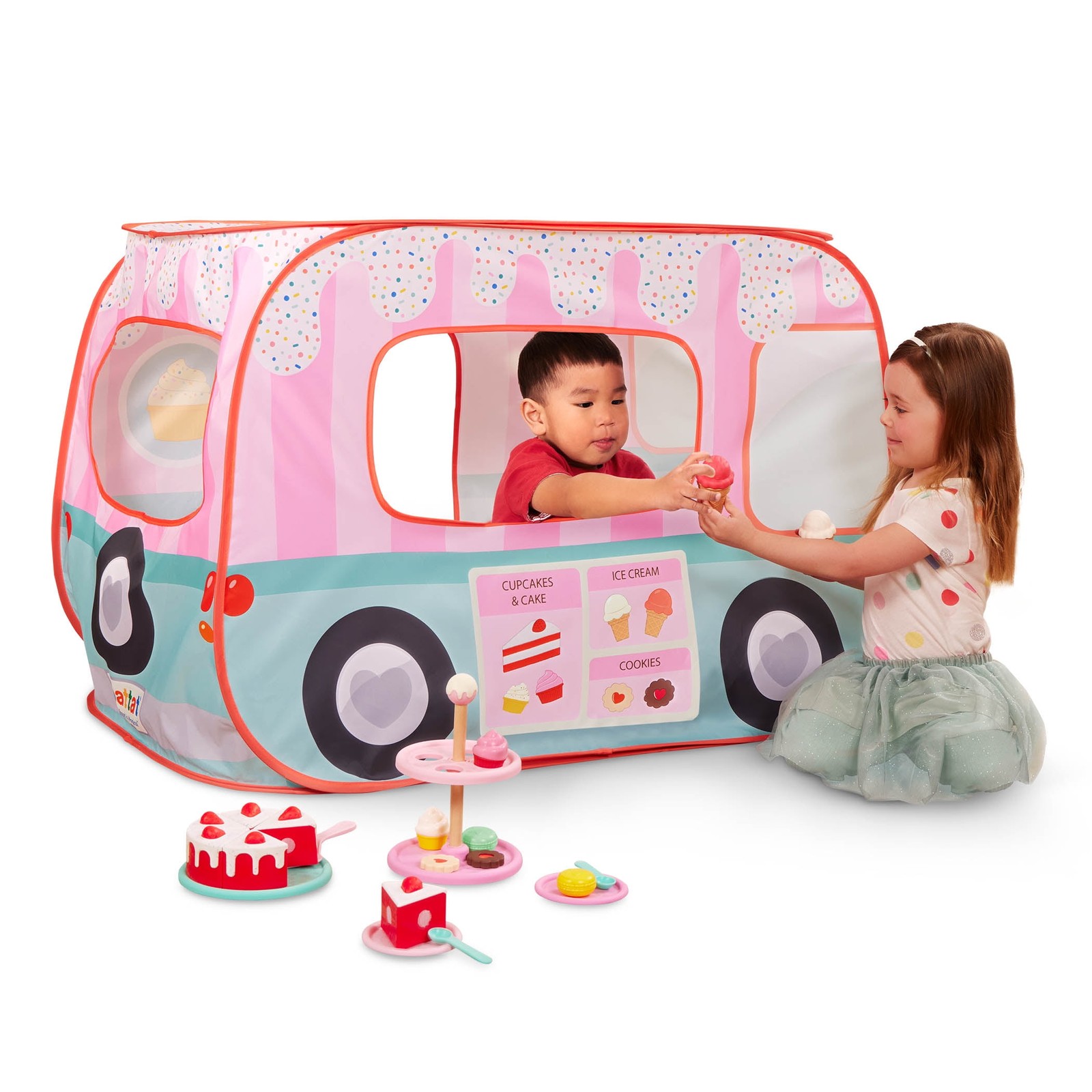 Sweet Treats -Up Shop Play Tent with 25 Piece Dessert Toy Set for Toddlers