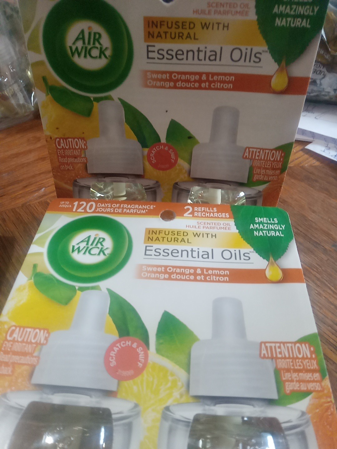 Air Wick Essential Oils Air Freshener 4 Refills Sweet Orange & Lemon