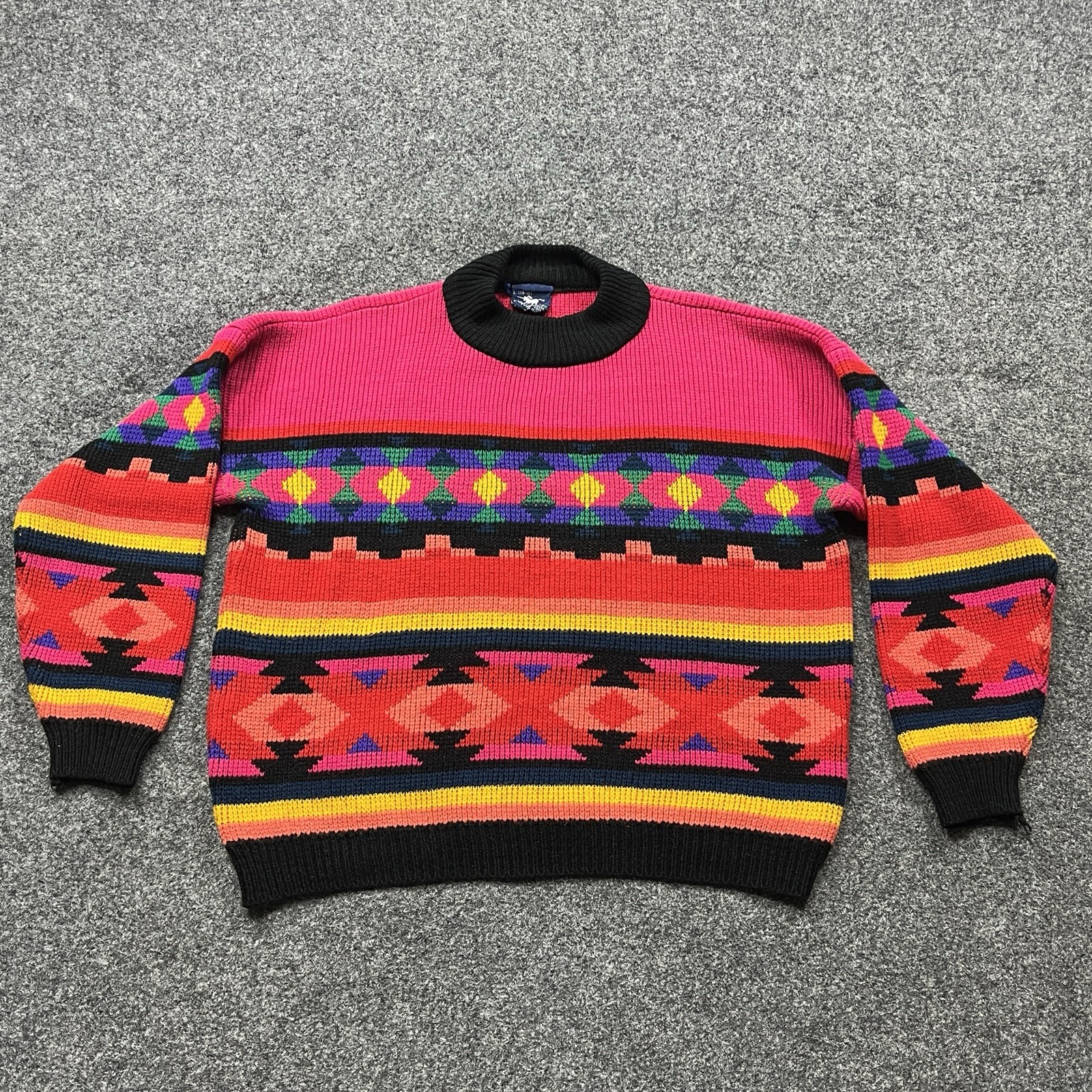 Vintage Silver Unicorn 80s Sweater Womens Size Large 14-16 Neon Bright Retro