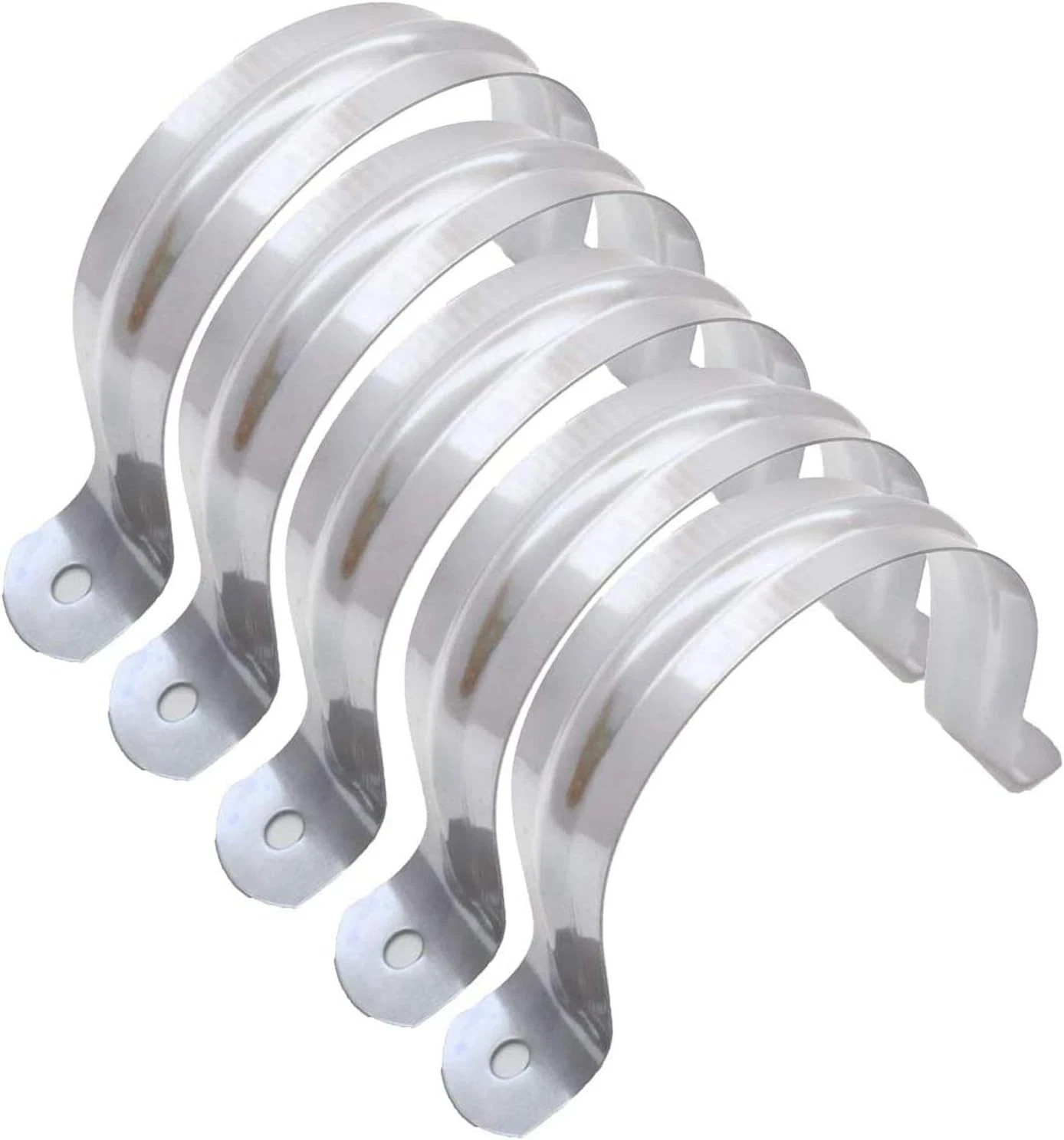 6 Pcs 4inch Rigid Pipe Strap,Two Hole Stainless Steel 110mm/4inch, Silver 