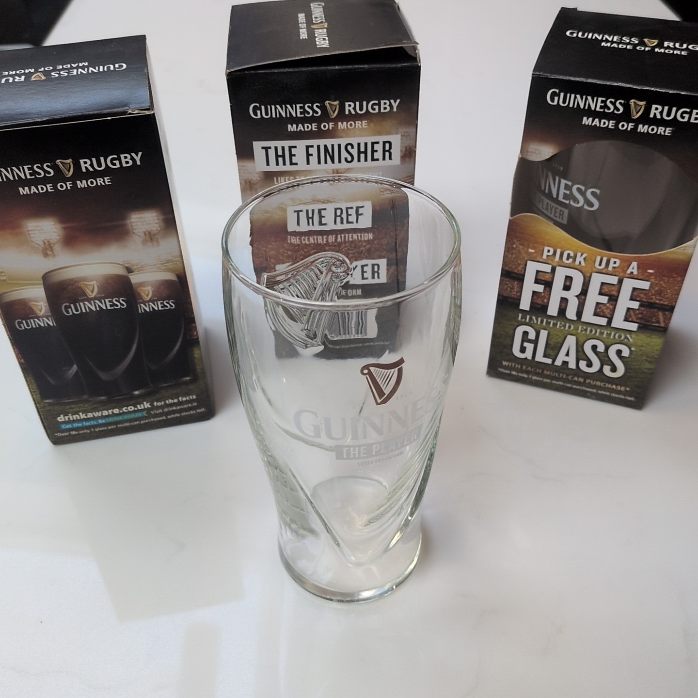 Genuine Guinness 440ml Glass Can Glass - Promotional Item Rugby Six Nations NEW