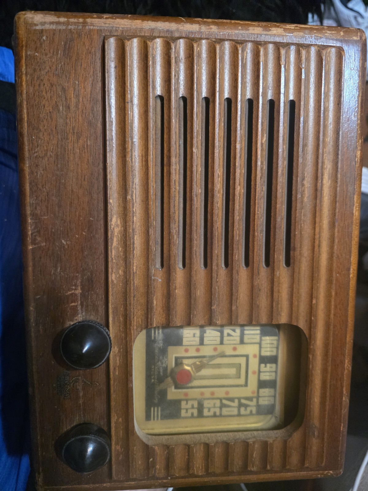 Emerson Wood Radio 8CW-334-15 Art Deco Vintage 1930s Original 
