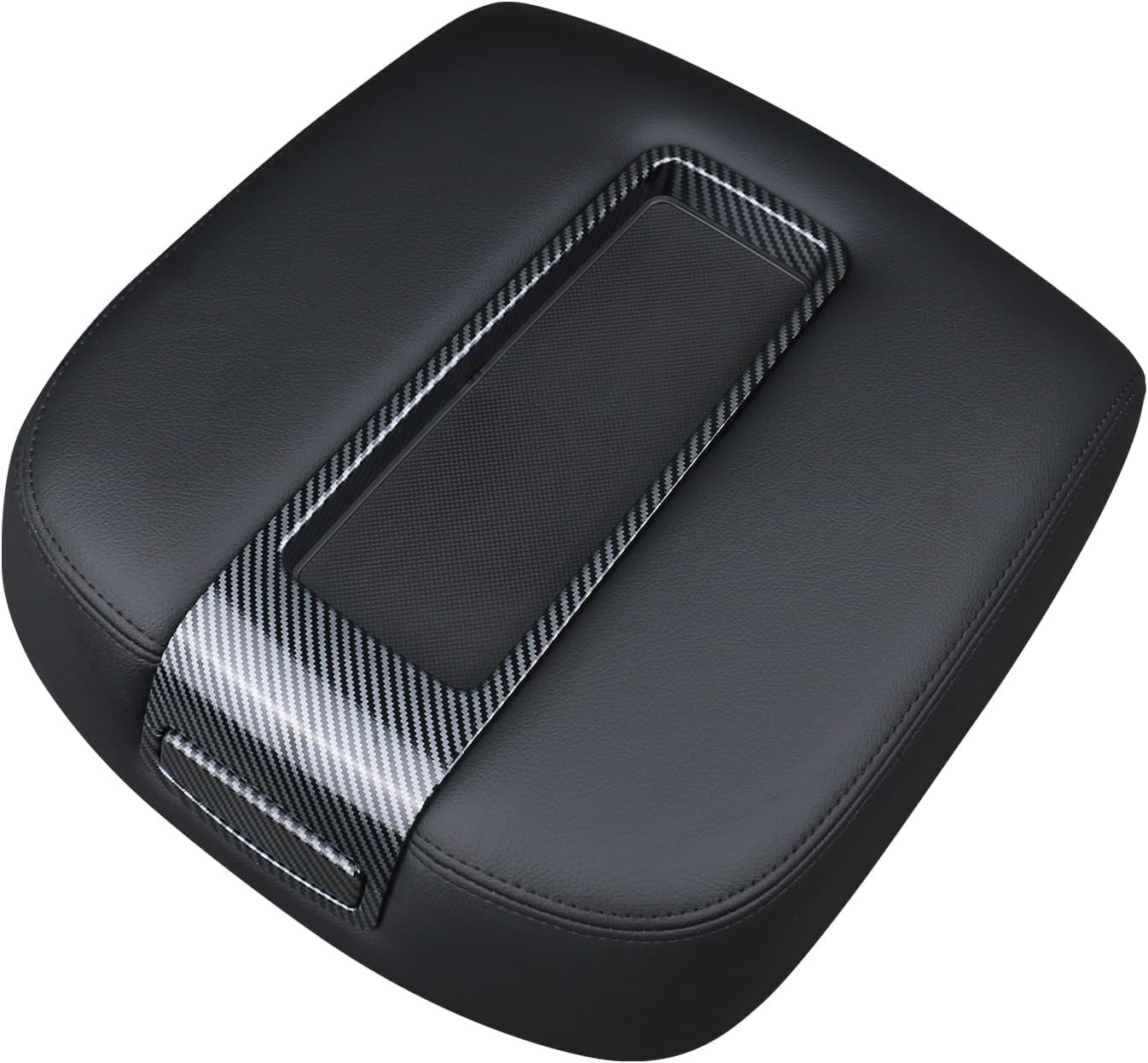 Floor Center Console Armrest Lid Assembly Carbon Fiber Black Compatible with