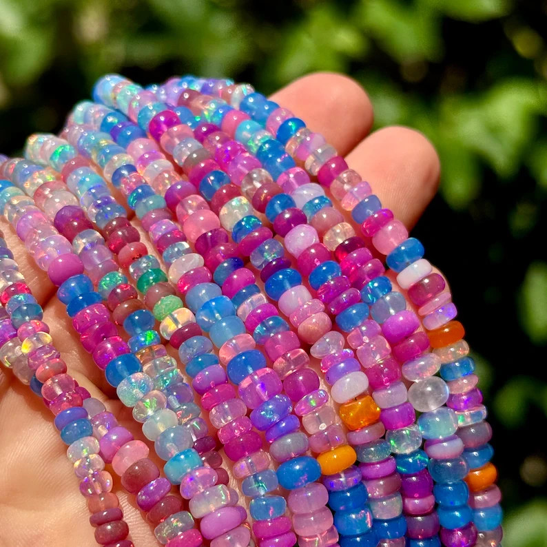 Multi Opal Beads, 4mm - 5mm, Graduated Rondelle Beads, Rainbow Opal Beads,