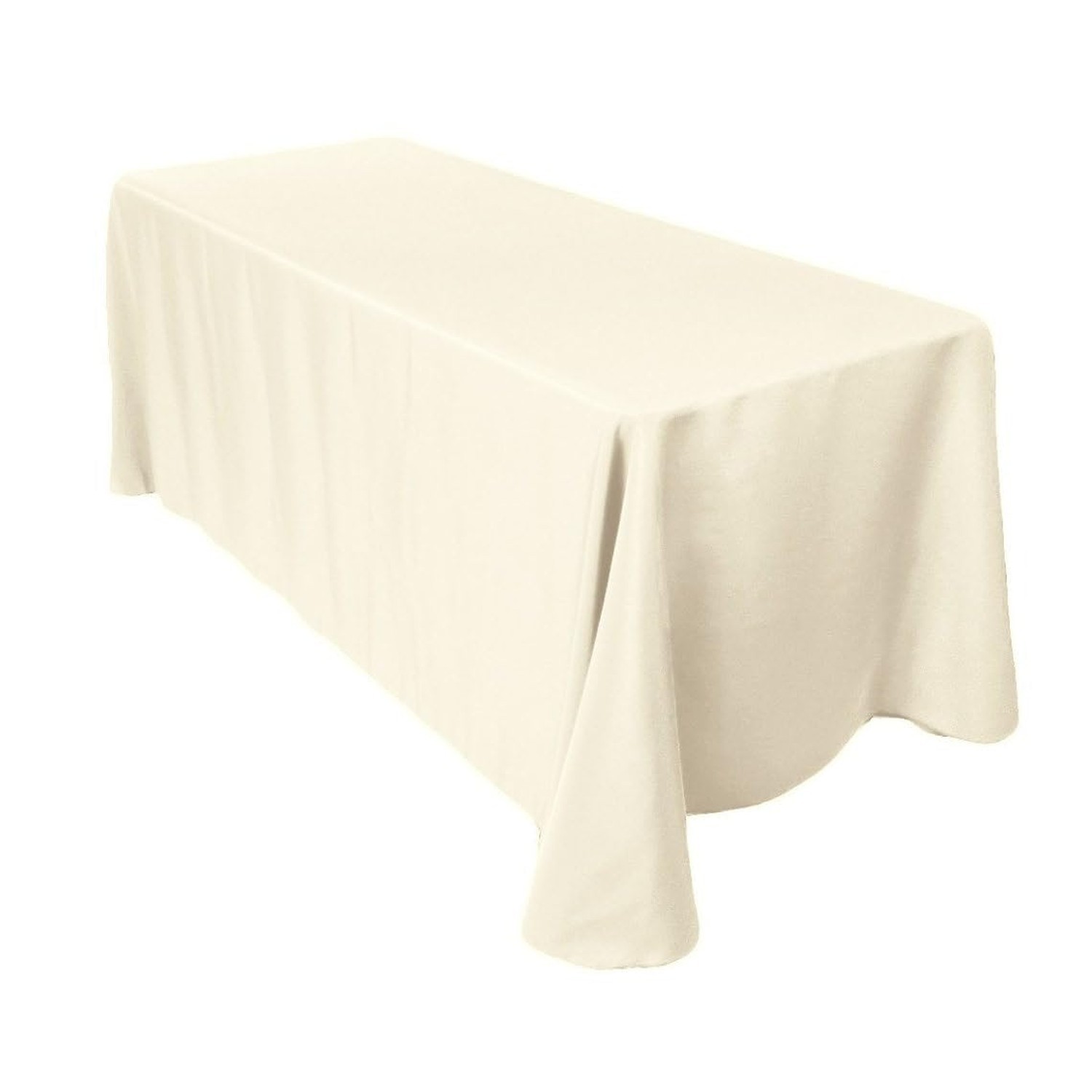2 Pack 90 x 132 Inch Rectangle Ivory Polyester Tablecloth, Table Cover, Stain...