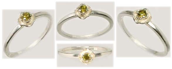 RARE 19thC Antique Demantoid+Silver Ring: Ancient Anglo-Saxon Cloisonné Jewelry