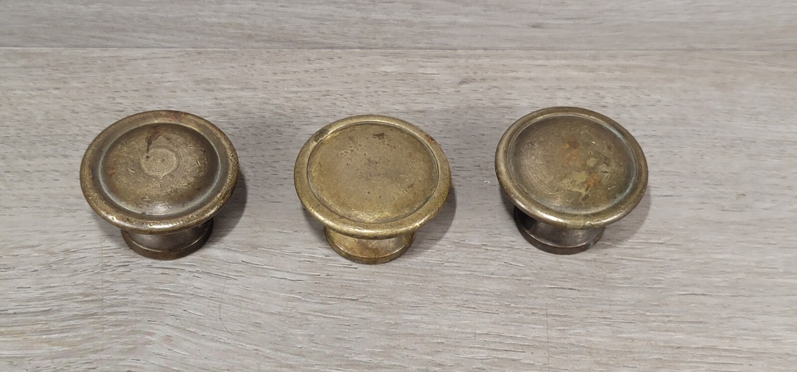 Drawer Pull Cabinet Knob Solid Brass Vintage 1 1/2 Dia 1" Tall Traditional Round